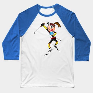 Biathlon girl Comic Baseball T-Shirt